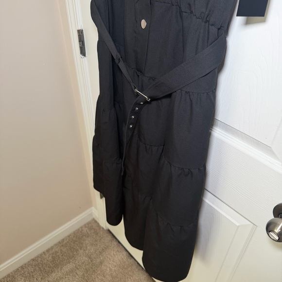 Tahari ASL Black Ruffle Sleeve Midi Dress - Picture 4 of 6